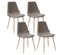 Lot de 4 chaises scandinaves à pieds métal effet bois ROKA - Taupe