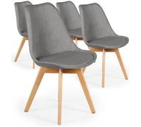 Menzzo cy1602fabricgrey Conor Lot de 4 Chaises Scandinaves Tissu/Bois Gris 46 x 45 x 79 cm