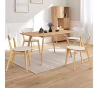 Lot de 4 chaises scandinaves FREJA bicolore blanc et bois pour salle à manger