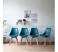 Lot de 4 chaises scandinaves NORA bleues avec coussin
