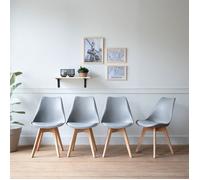 Happy Garden Chaises NORA scandinaves grises avec coussin – Lot de 4