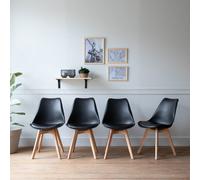 Lot de 4 chaises scandinaves nora noires avec coussin