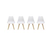 Lot de 4 chaises scandinaves. pieds bois de hêtre. chaises 1 place. blancs