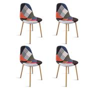 Lot de 4 chaises scandinaves tissu patchwork - Ela