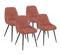IDMARKET Lot de 4 chaises de salle à manger THALYA en velours orange