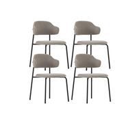 Lot de 4 Chaises vintage en métal avec assise et dossier en tissu chiné taupe - LADERI -