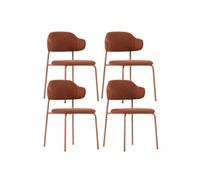 Lot de 4 Chaises vintage en métal avec assise et dossier en tissu chiné terracotta - LADERI -