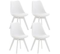 Lot de 4 chaises vintage en simili-cuir et bois - LinCHAVORNAY Art - Blanc