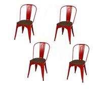 Lot de 4 chaises vintage Liv H84 cm - Rouge