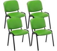 Lot de 4 chaises visiteur Ken en similicuir et piètement noir , Vert Vert G