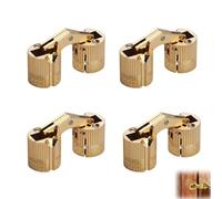 Lot de 4 Charnière Invisible Laiton Tonneau, 8mm Paquet en Laiton Caché Charnières Cylindriques Invisibles, À Barillet Cylindrique Ouverture à 180° Angle pour DIY Porte en Bois Boîtes Cadeaux Bijoux