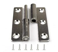 Lot de 4 charnières de porte amovibles de 6,3 cm, charnière en acier inoxydable, charnière relevable pour gaucher
