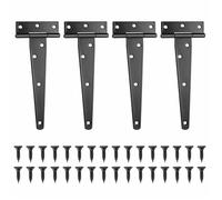 Lot de 4 Charnières en T-Noires Charnière Porte de Grange-Charnières de Portes-Charniere Plate Inox pour Portails-Abris de Jardin