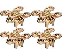 Lot de 4 charnières invisibles en forme de croix - Pour porte d'armoire, placard, porte en bois, pour fenêtre pliante - Doré