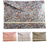 Lot de 4 chemises dossiers florales A4 en feutre, organiseur de documents avec bordure en dentelle, légères 42 g, 33 x 23,5 cm, motif vintage pour bureau et maison, assortiment multicolore