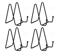 Lot de 4 chevalets décoratifs en métal - Chevalet en fer pour assiettes - Support d'assiette pour photo, art, assiettes, livres, images et tableaux - 10 x 10 x 7,5 cm - Noir