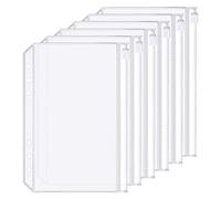 Lot de 4 classeurs à 6 trous B5 en plastique étanche avec 6 trous pour tickets de reçus (Zip Pocket, A5)