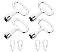 Lot de 4 clés triangulaires pour bornes, robinets - Clé triangulaire en métal pour poubelle avec 4 porte-clés e borne triangulaire pour poteaux d'arrêt de porte, cheminée et bidon de gaz