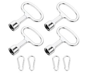 Lot de 4 clés triangulaires pour bornes, robinets - Clé triangulaire en métal pour poubelle avec 4 porte-clés e borne triangulaire pour poteaux d'arrêt de porte, cheminée et bidon de gaz