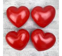 Lot de 4 Coeurs Rouges en Plastique Non séparable, 9,5 x 8 cm, avec accroches à Suspendre, déco Romantique