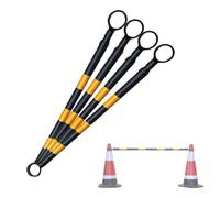 Lot de 4 cônes de signalisation rétractables | Barrière de sécurité Extensible de 1,2 à 2 m pour parkings et Chantiers Routiers | Dispositif de signalisation léger Jaune et Noir