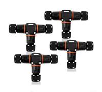 Lot de 4 connecteurs de câble étanches IP68 à 3 broches en forme de T - Borne de verrouillage à vis M20 pour éclairage extérieur, lampadaire, paysage et utilisation sous-marine (6 à 10 mm)