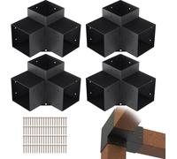 lot de 4 connecteurs de poteaux en plaques d'acier de 2 mm d'épaisseur Coin de poteau pergola Connecteur d'angle en bois Structure en botte de 90° Support d'angle Poutre en bois Pavillon Kit de fixati