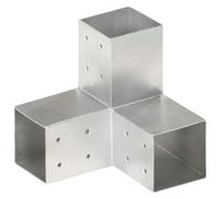 Lot de 4 connecteurs pour poteaux en Y en métal galvanisé 81 x 81 mm | Métal galvanisé à chaud, épaisseur 1,5 mm, angle 3x, pré-percés, pour poutre de 81 mm, usage extérieur