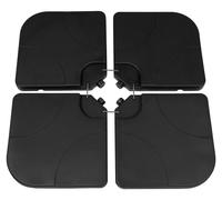 Lot de 4 contrepoids pour pied de parasol, pour jardin, terrasse et parasol d'extérieur, à remplir de sable ou d'eau, 100 cm x 100 cm x 7,5 cm, noir, en plastique carré résistant