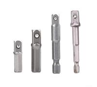 Lot de 4 convertisseurs de douilles en chrome vanadium avec tige hexagonale | Pour acier au chrome vanadium de qualité d'impact, traité thermiquement pour plus de durabilité, convertit l'hexagone en
