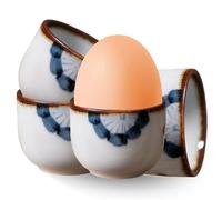Lot de 4 coquetiers en porcelaine - Pour le camping - Jolis coquetiers - Passent au lave-vaisselle - Pour toutes les tables de petit-déjeuner - Œufs durs et mous (blanc)