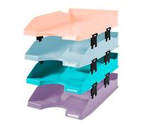 Lot de 4 corbeilles à courrier Exacompta Combo Midi Aquarel coloris pastel assortis