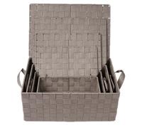 Lot de 4 Corbeilles avec sangles et couvercles en Polypropylène - Taupe
