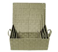 Lot de 4 Corbeilles avec sangles et couvercles en Polypropylène - Vert Kaki