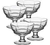 Lot de 4 coupe à glace avec pied, verre à dessert fruit, gobelets dégustation en verre - Diamètre 10 x Hauteur 8 cm- JUANIO - G