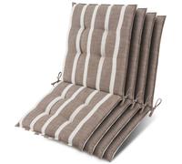 Lot de 4 coussins d'appui pour fauteuil bas Beautissu Sun-NL 100 x 50 x 8 cm, rayures beige et blanc