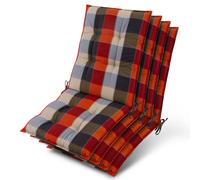 Lot de 4 coussins d'appui pour fauteuils bas Beautissu Sun-NL 100 x 50 x 8 cm, motif à carreaux orange et beige