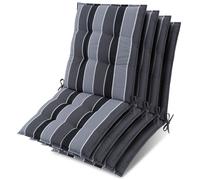 Lot de 4 coussins d'appui pour fauteuils bas Beautissu Sun-NL 100 x 50 x 8 cm, rayures anthracite