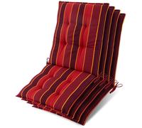 Lot de 4 coussins d'appui pour fauteuils bas Beautissu Sun-NL 100 x 50 x 8 cm, rayures rouges