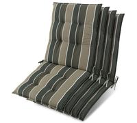 Lot de 4 coussins d'appui pour fauteuils bas Beautissu Sun-NL 100 x 50 x 8 cm, rayures vertes