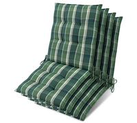 Lot de 4 coussins d'appui pour fauteuils bas Beautissu Sun-NL 100 x 50 x 8 cm, vert à carreaux