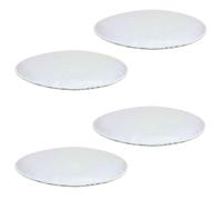 Lot de 4 coussins d'assise LESLIE, galettes de chaises en feutre blanc de format rond avec picots antidérapants en caoutchouc