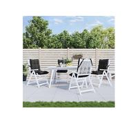 vidaXL Lot de 4 Coussins de Chaise à Dossier Bas, Galette de Siège Imperméable, Coussin d'Extérieur Anti-Glissement Jardin Terrasse, Motif à Carreaux Noir