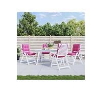 vidaXL Lot de 4 Coussins de Chaise à Dossier Bas, Galette de Siège Imperméable, Coussin d'Extérieur Anti-Glissement Jardin Terrasse, Rose Tissu Oxford