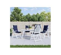 vidaXL Coussins de chaise à dossier haut, imperméables et anti-glisse, Lot de 4 Bleu marine