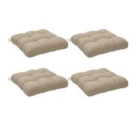Lot de 4 coussins de chaise de jardin - Outsunny - capitonné - rembourrage 10 cm - avec attaches - 48 x 48 cm - kaki
