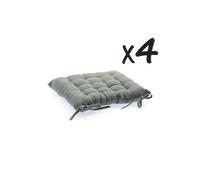 Lot de 4 Coussins de chaise en coton Gris, 38 x 38 cm --