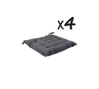 Lot de 4 Coussins de chaise en coton Gris foncé, 38 x 38 cm --