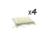 Lot de 4 Coussins de chaise en coton Ivoire, 38 x 38 cm --