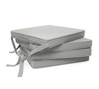 Beautissu Set de 4 Coussin de Chaise d'Intérieur 45x40 cm Loft SK - Galette de Chaise déhoussable et Lavable avec Bandes de Fixation Coussin d'assise Exterieur Jardin Coussin Gris Clair